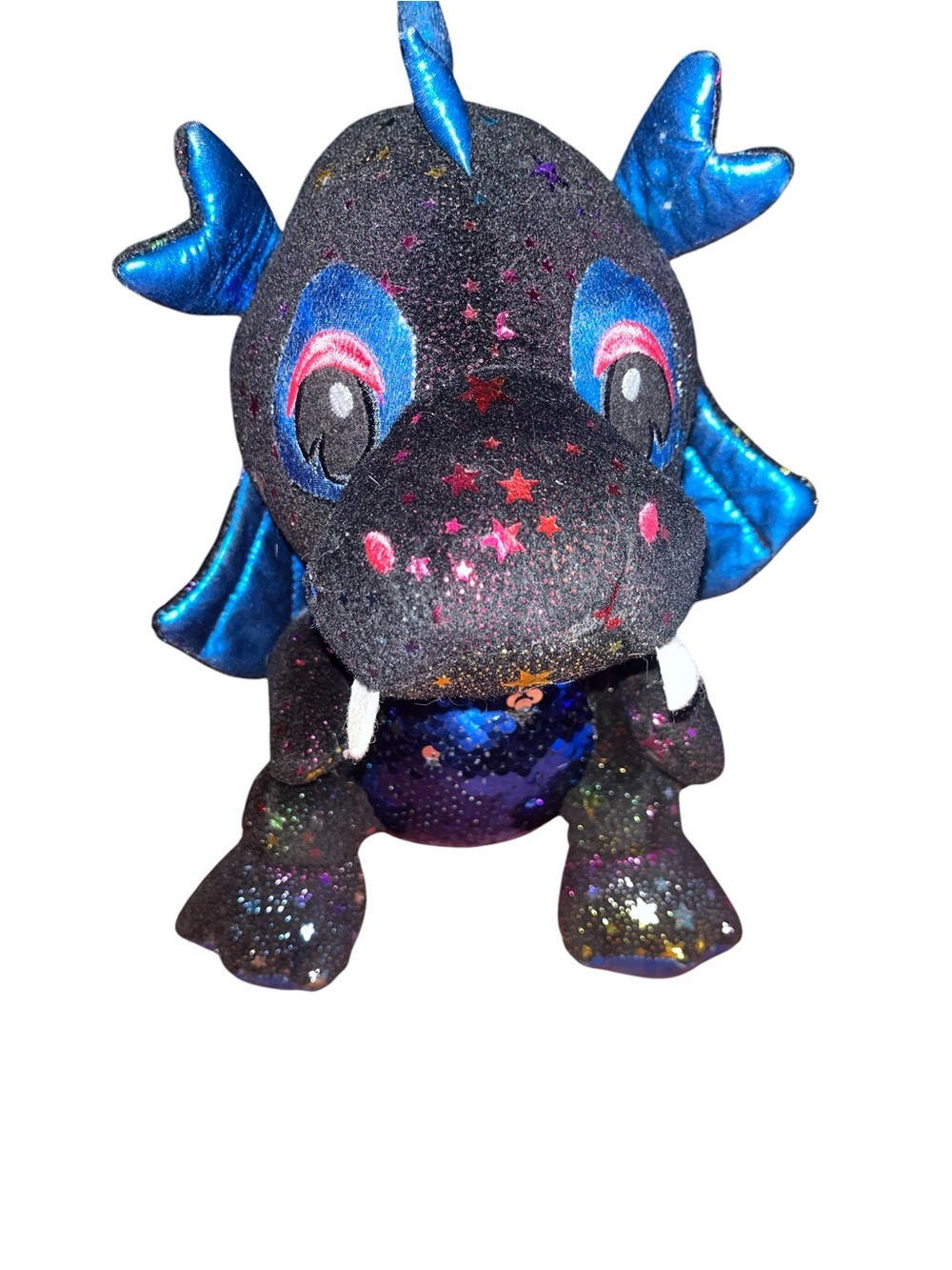 The Toy Factory Plush Sparkle Dragon Stuffed Toy - Black & Blue